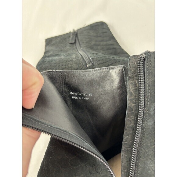 Cole Haan Grand.0S Peep Toe Bootie Black Embossed Nubuck Leather 9 Ankle Zip - Picture 11 of 13